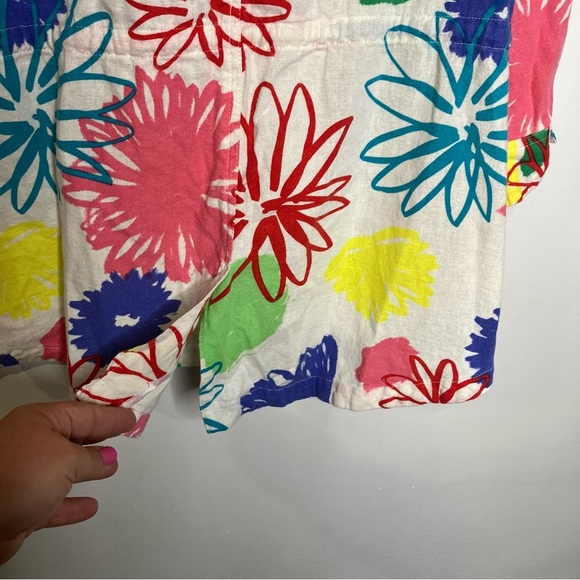 Erin London linen blend full zip jacket 3/4 sleeves multicolored floral size L - Picture 9 of 9